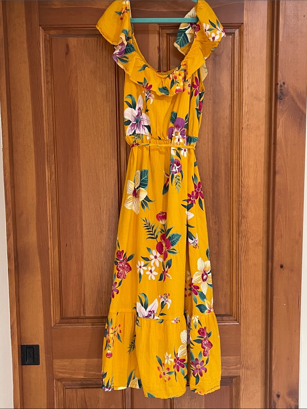 Yellow Floral Ruffle Dress